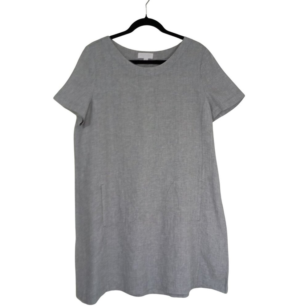 White Label The White Company Womens Gray 100% Linen Shift Dress Pockets Size L